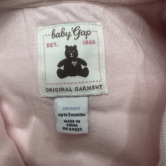 Baby Gap Infant Jacket Pink White Sherpa Fleece Sz 0-3 month Coat Lined Zip Y2K - Picture 11 of 15